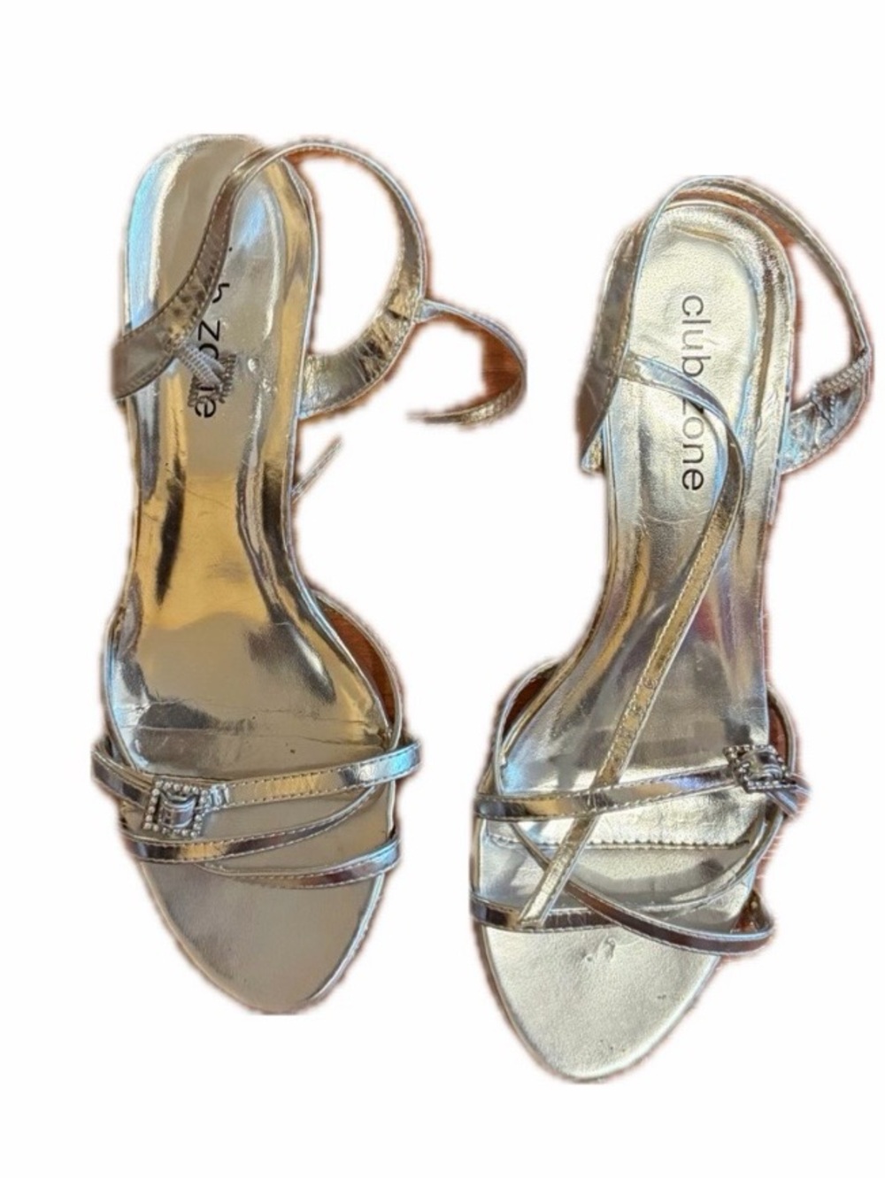Club Zone Silver Strappy Women's Heels